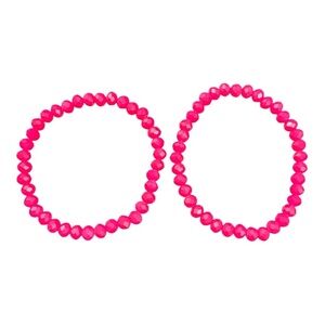 Set of 2 Hot Pink Faceted Beaded Bracelets